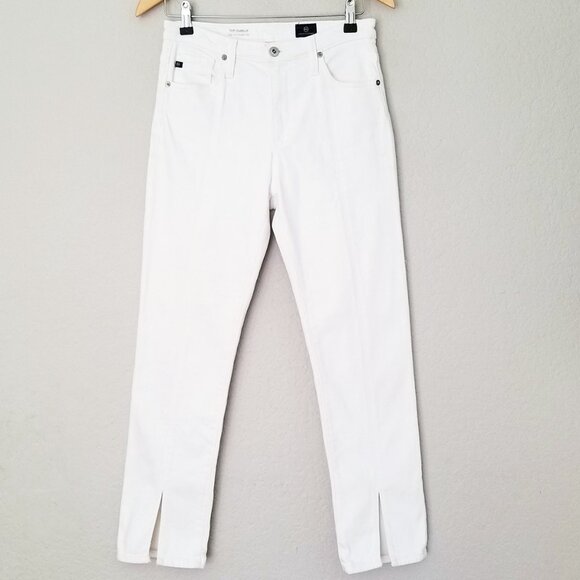 Ag Adriano Goldschmied The Isabelle High-Rise Straight Crop Jean Slit 27 White - Picture 5 of 16